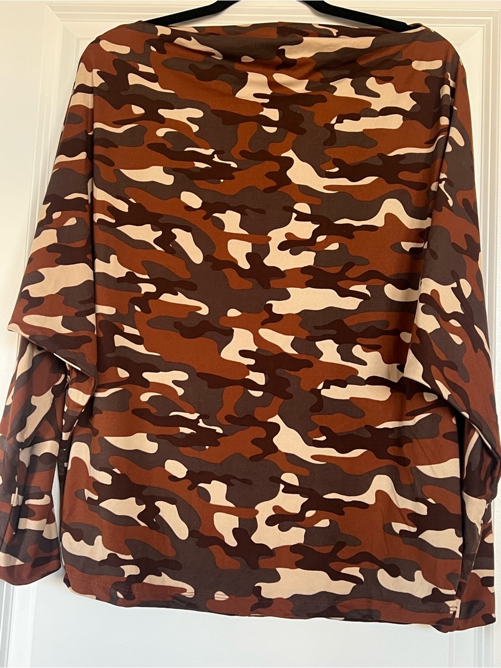 white birch Brown & Tan Camo Top with Dolman Sleeves